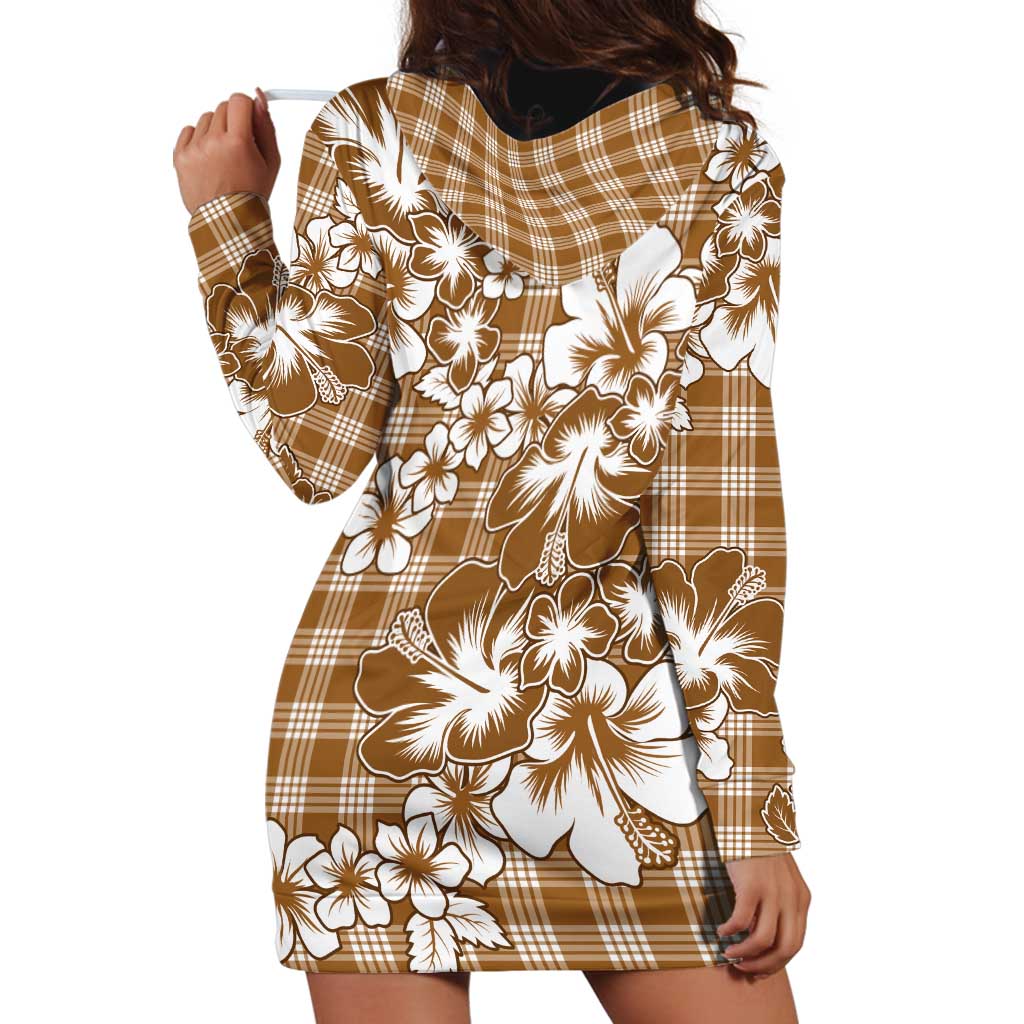 Hibiscus Pakala Bronze Brown Hoodie Dress Tropical Floral Stylized LT01 - Polynesian Pride