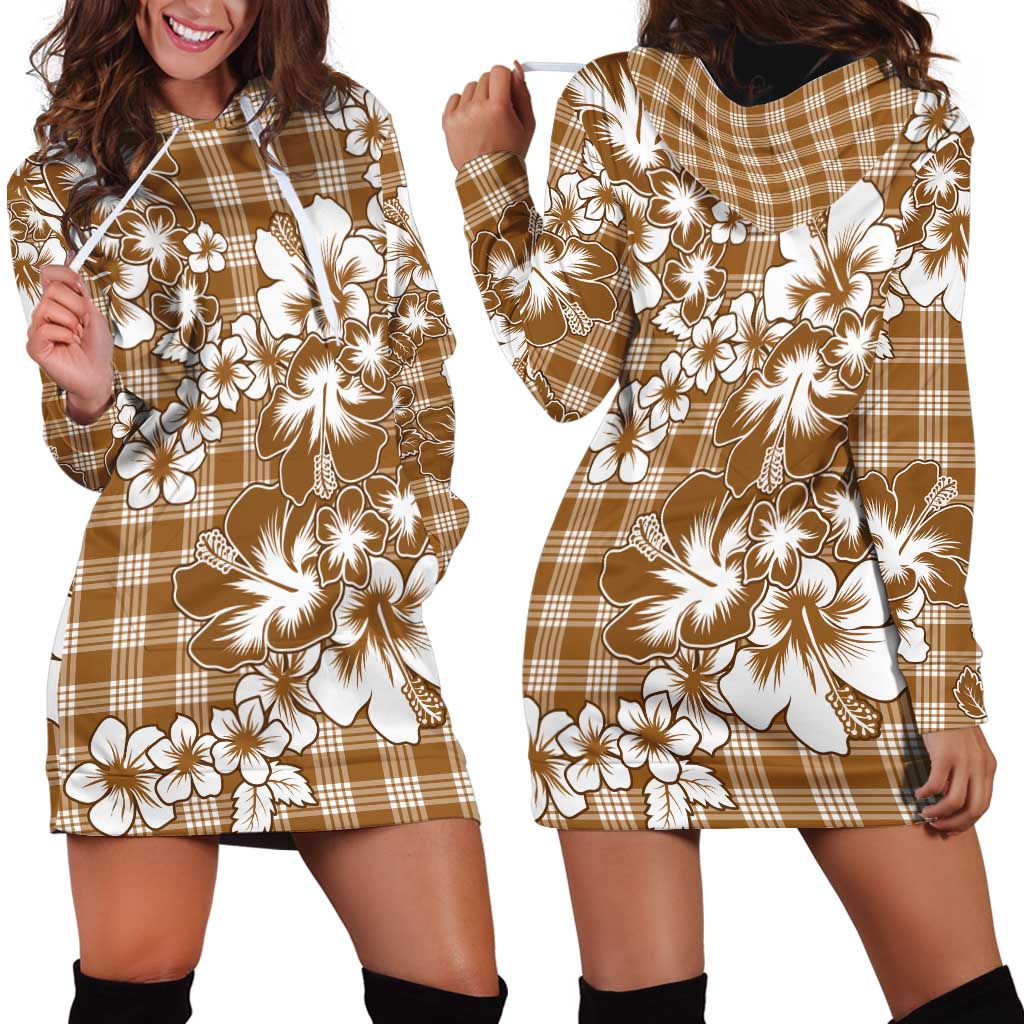 Hibiscus Pakala Bronze Brown Hoodie Dress Tropical Floral Stylized LT01 - Polynesian Pride