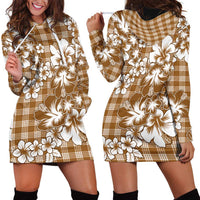 Hibiscus Pakala Bronze Brown Hoodie Dress Tropical Floral Stylized LT01 - Polynesian Pride