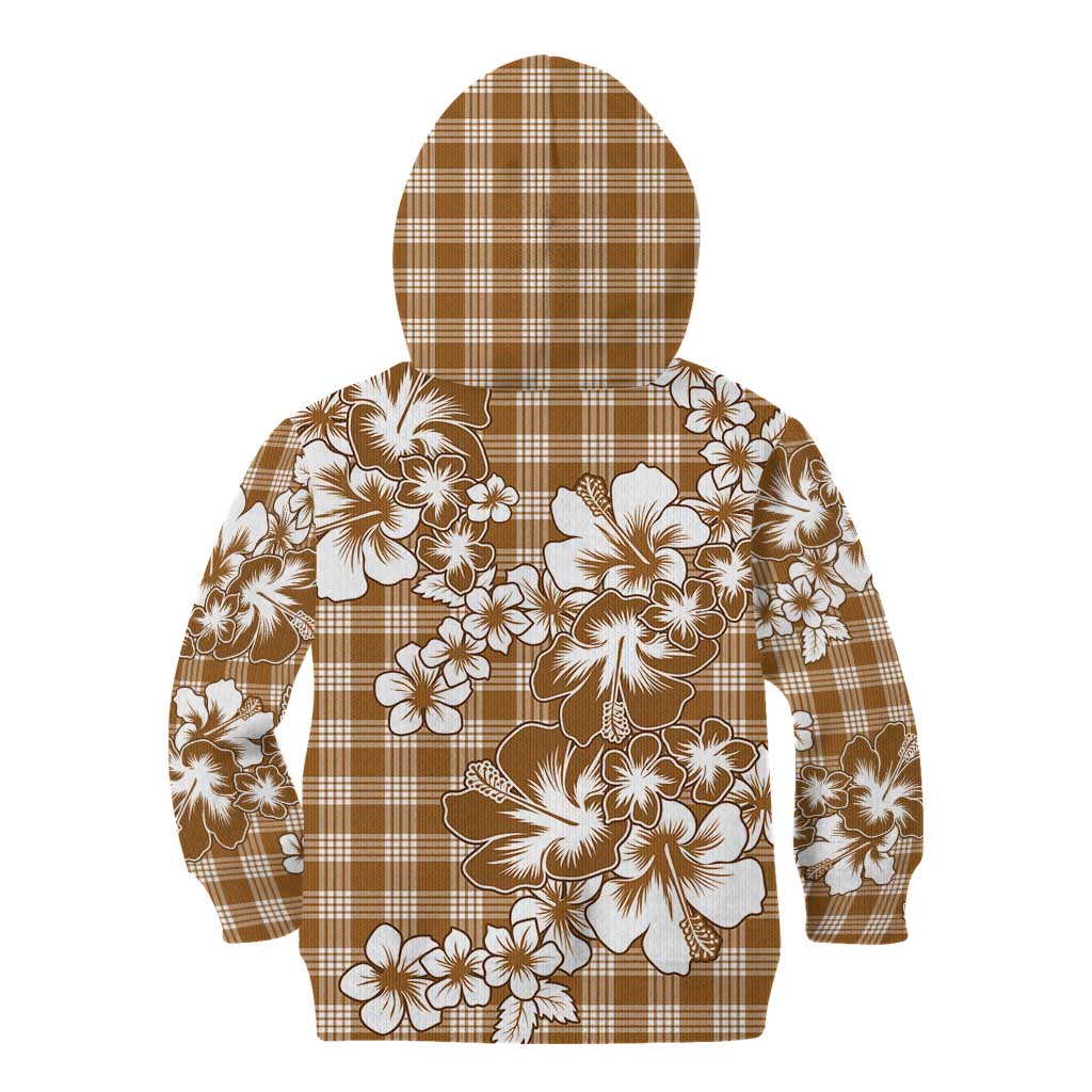 Hibiscus Pakala Bronze Brown Kid Hoodie Tropical Floral Stylized - Polynesian Pride
