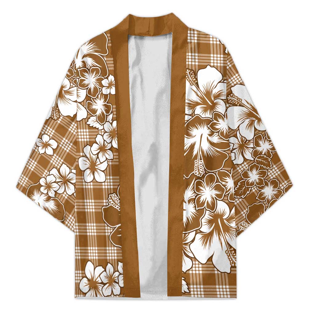 Hibiscus Pakala Bronze Brown Kimono Tropical Floral Stylized LT01 Unisex Brown - Polynesian Pride