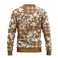 Hibiscus Pakala Bronze Brown Ugly Christmas Sweater Tropical Floral Stylized - Polynesian Pride