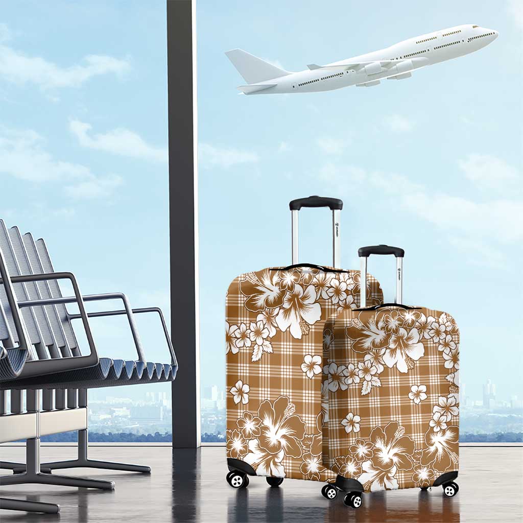 Hibiscus Pakala Bronze Brown Luggage Cover Tropical Floral Stylized - Polynesian Pride