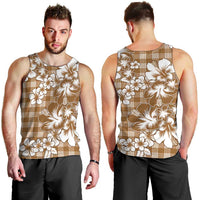 Hibiscus Pakala Bronze Brown Men Tank Top Tropical Floral Stylized - Polynesian Pride