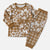 Hibiscus Pakala Bronze Brown Christmas Pajama Set Tropical Floral Stylized - Polynesian Pride