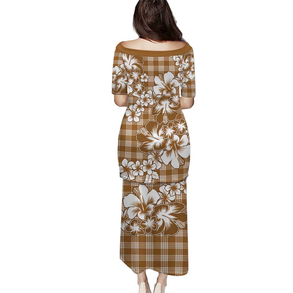 Hibiscus Pakala Bronze Brown Puletasi Tropical Floral Stylized LT01 - Polynesian Pride