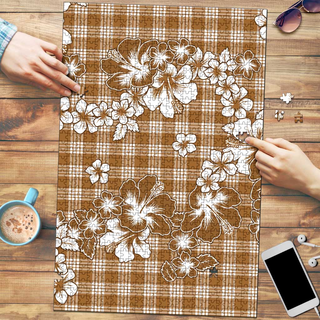 Hibiscus Pakala Bronze Brown Puzzle Tropical Floral Stylized LT01 Brown - Polynesian Pride