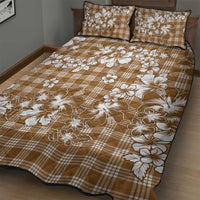Hibiscus Pakala Bronze Brown Quilt Bed Set Tropical Floral Stylized - Polynesian Pride