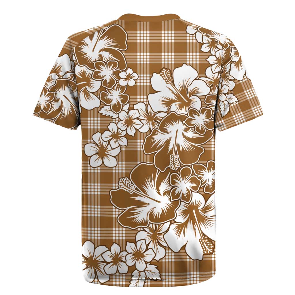 Hibiscus Pakala Bronze Brown Rugby Jersey Tropical Floral Stylized - Polynesian Pride