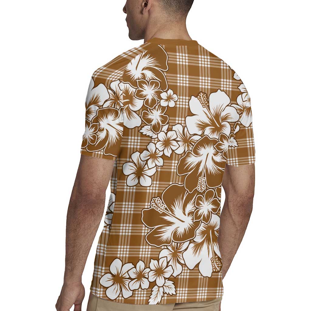 Hibiscus Pakala Bronze Brown Rugby Jersey Tropical Floral Stylized - Polynesian Pride