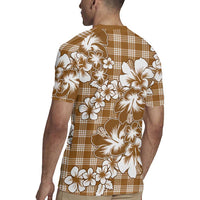Hibiscus Pakala Bronze Brown Rugby Jersey Tropical Floral Stylized - Polynesian Pride