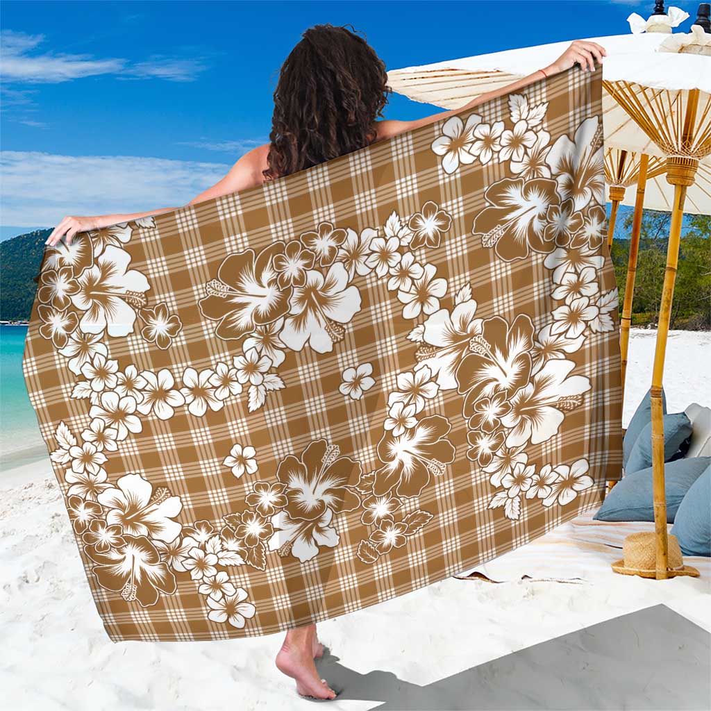 Hibiscus Pakala Bronze Brown Sarong Tropical Floral Stylized LT01 One Size 44 x 66 inches Brown - Polynesian Pride