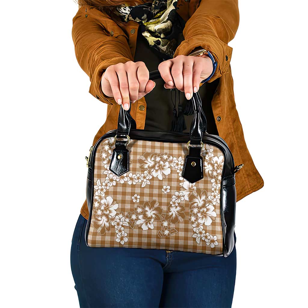Hibiscus Pakala Bronze Brown Shoulder Handbag Tropical Floral Stylized LT01 One Size Brown - Polynesian Pride