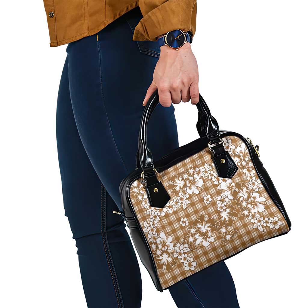 Hibiscus Pakala Bronze Brown Shoulder Handbag Tropical Floral Stylized LT01 - Polynesian Pride