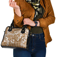 Hibiscus Pakala Bronze Brown Shoulder Handbag Tropical Floral Stylized LT01 - Polynesian Pride