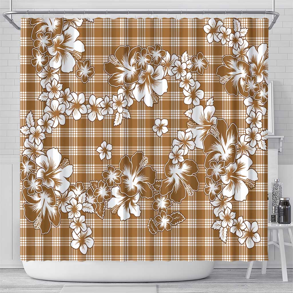 Hibiscus Pakala Bronze Brown Shower Curtain Tropical Floral Stylized LT01 - Polynesian Pride