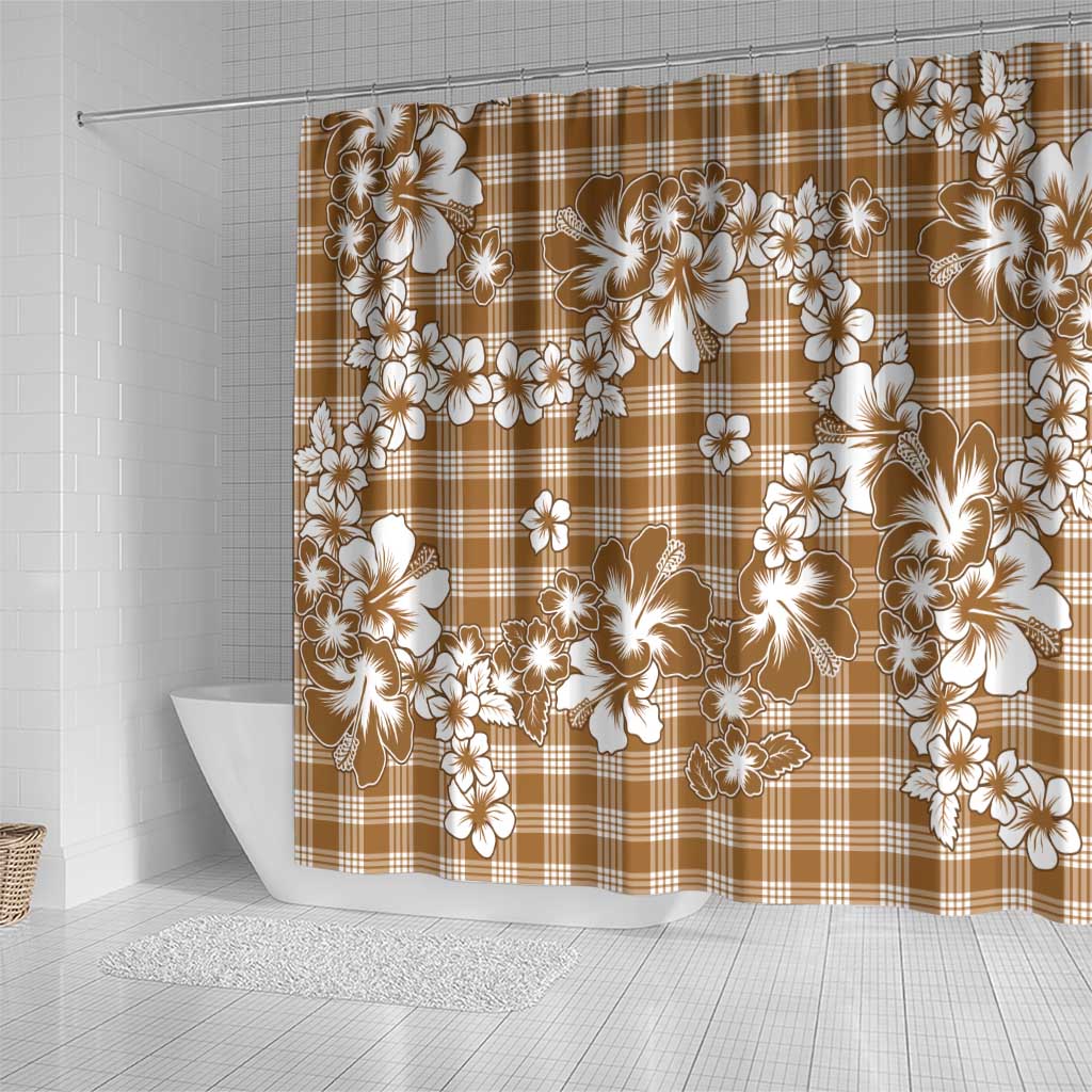 Hibiscus Pakala Bronze Brown Shower Curtain Tropical Floral Stylized LT01 - Polynesian Pride