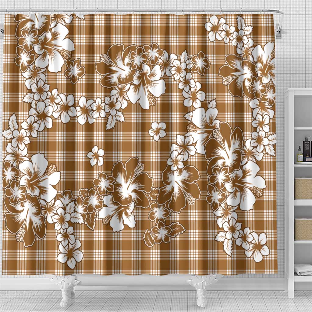 Hibiscus Pakala Bronze Brown Shower Curtain Tropical Floral Stylized LT01 - Polynesian Pride