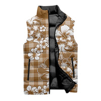 Hibiscus Pakala Bronze Brown Sleeveless Puffer Jacket Tropical Floral Stylized - Polynesian Pride