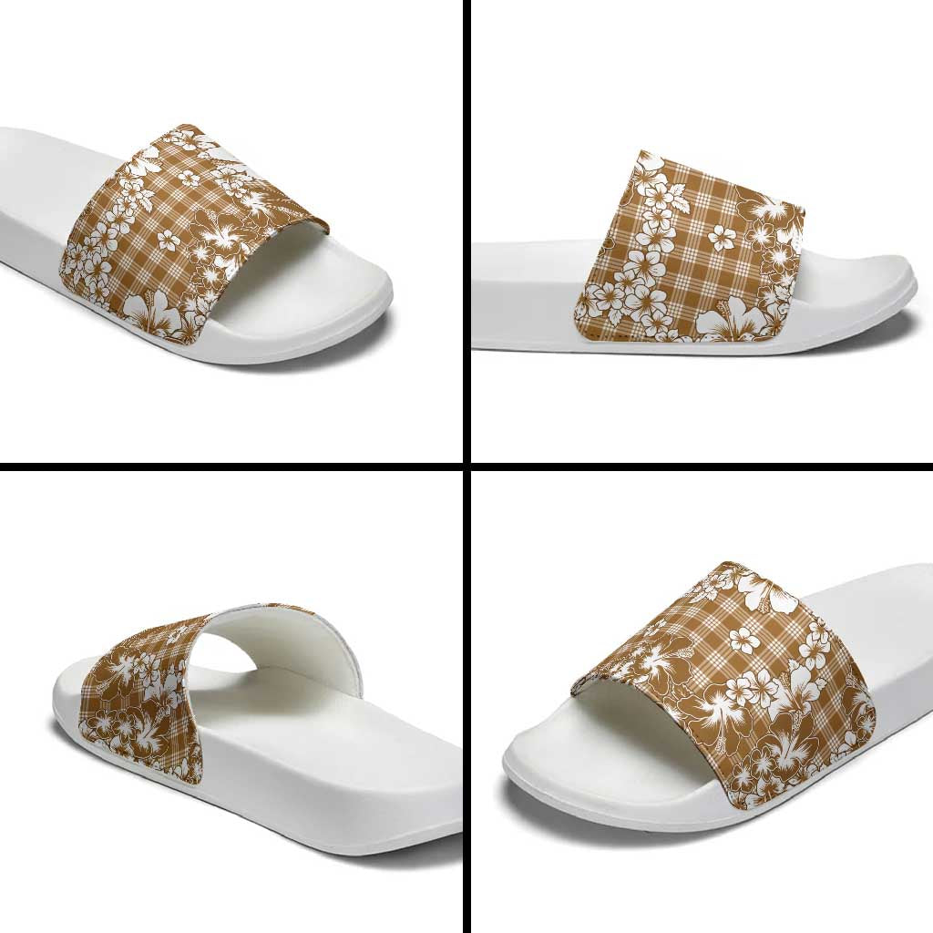 Hibiscus Pakala Bronze Brown Slide Sandals Tropical Floral Stylized LT01 - Polynesian Pride