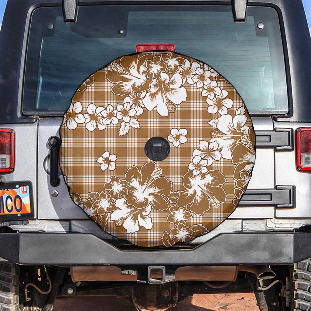 Hibiscus Pakala Bronze Brown Spare Tire Cover Tropical Floral Stylized LT01 Brown - Polynesian Pride