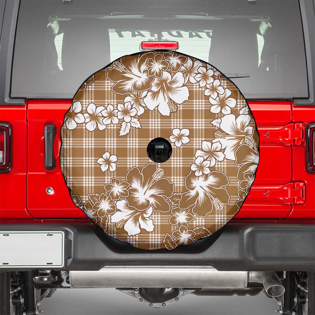 Hibiscus Pakala Bronze Brown Spare Tire Cover Tropical Floral Stylized LT01 - Polynesian Pride