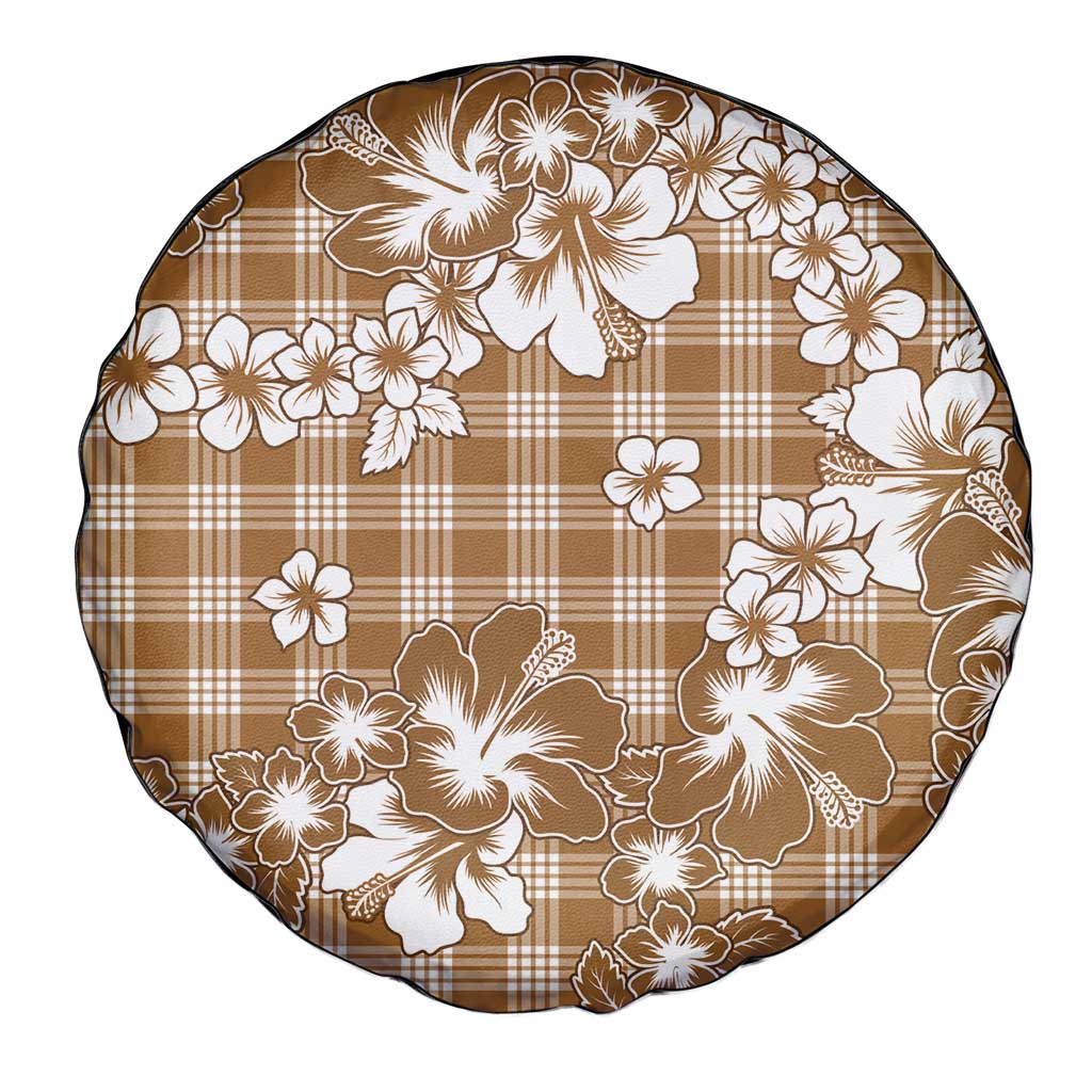 Hibiscus Pakala Bronze Brown Spare Tire Cover Tropical Floral Stylized LT01 - Polynesian Pride