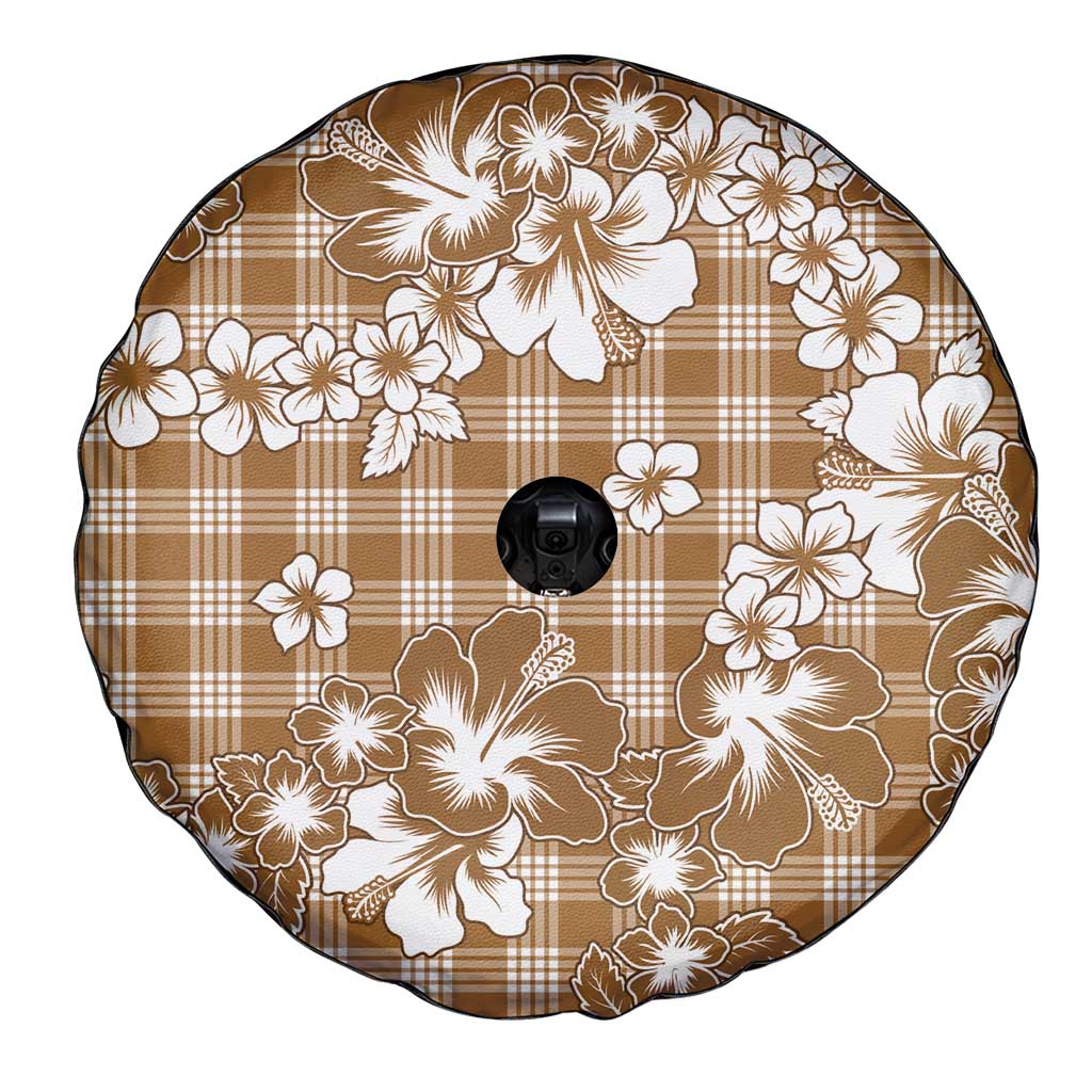 Hibiscus Pakala Bronze Brown Spare Tire Cover Tropical Floral Stylized LT01 - Polynesian Pride
