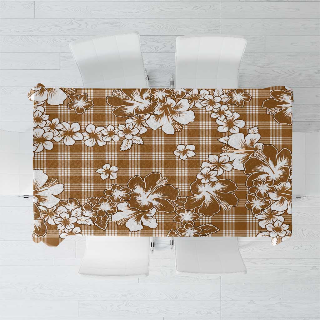 Hibiscus Pakala Bronze Brown Tablecloth Tropical Floral Stylized LT01 Brown - Polynesian Pride