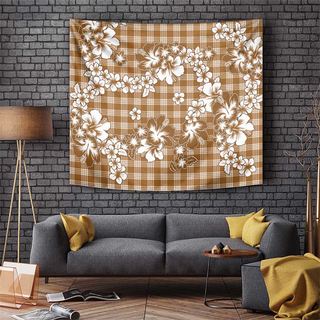 Hibiscus Pakala Bronze Brown Tapestry Tropical Floral Stylized LT01 Brown - Polynesian Pride