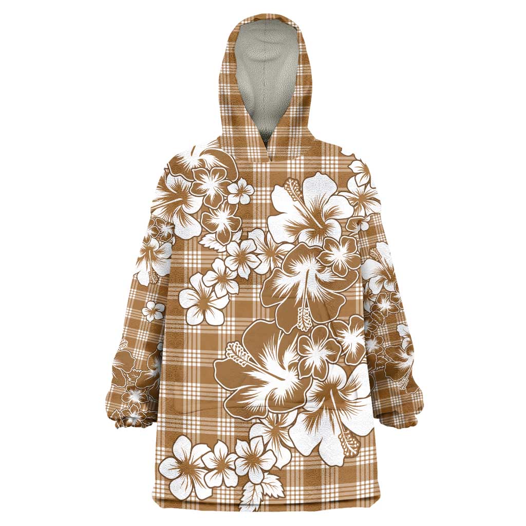Hibiscus Pakala Bronze Brown Wearable Blanket Hoodie Tropical Floral Stylized - Polynesian Pride