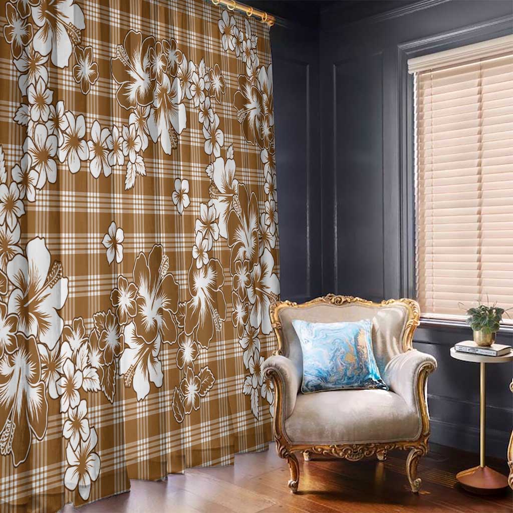 Hibiscus Pakala Bronze Brown Window Curtain Tropical Floral Stylized LT01 - Polynesian Pride
