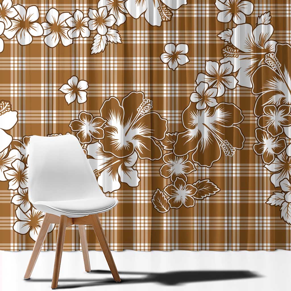 Hibiscus Pakala Bronze Brown Window Curtain Tropical Floral Stylized LT01 - Polynesian Pride