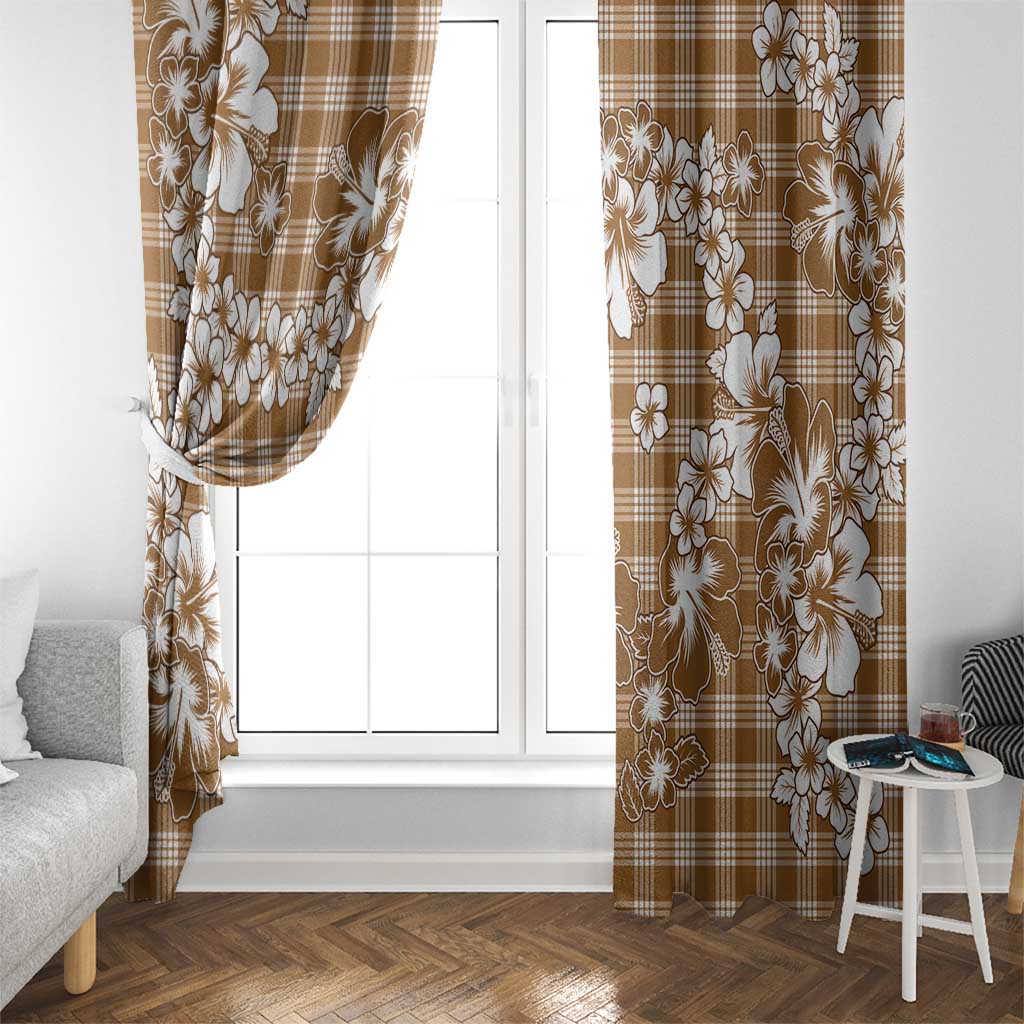 Hibiscus Pakala Bronze Brown Window Curtain Tropical Floral Stylized LT01 - Polynesian Pride