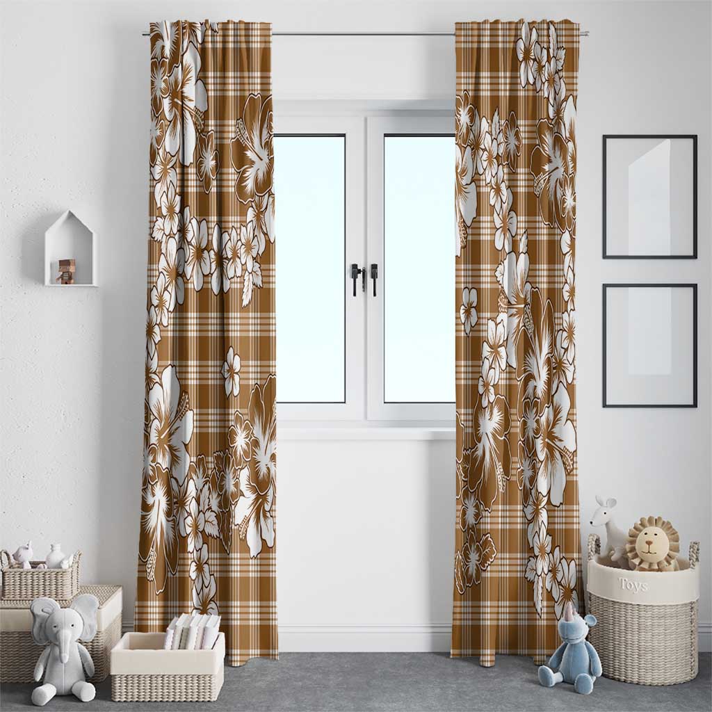 Hibiscus Pakala Bronze Brown Window Curtain Tropical Floral Stylized LT01 - Polynesian Pride