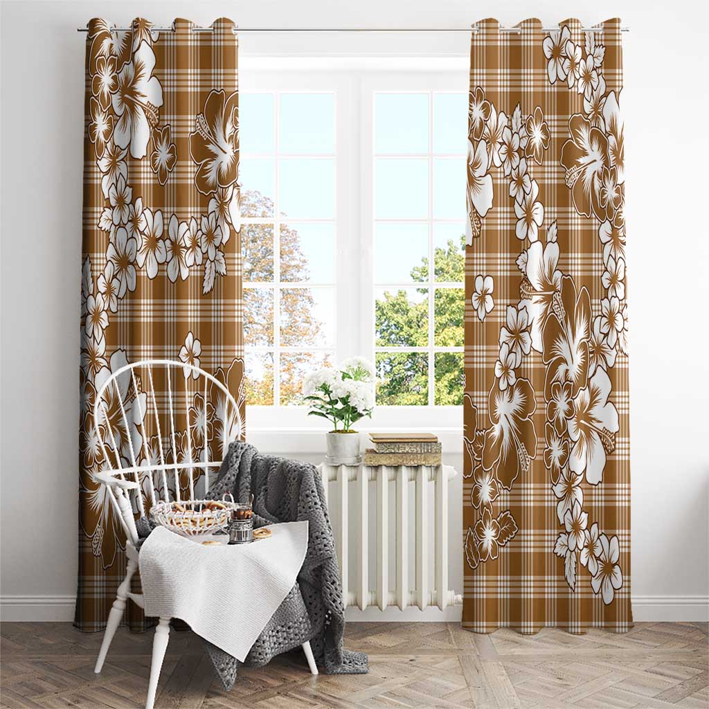 Hibiscus Pakala Bronze Brown Window Curtain Tropical Floral Stylized LT01 - Polynesian Pride