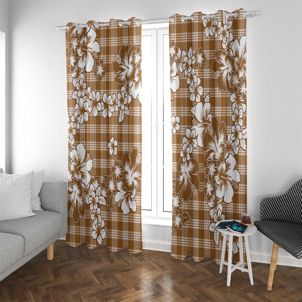 Hibiscus Pakala Bronze Brown Window Curtain Tropical Floral Stylized LT01 With Grommets Brown - Polynesian Pride