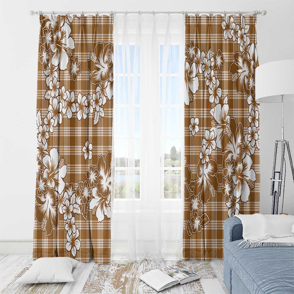 Hibiscus Pakala Bronze Brown Window Curtain Tropical Floral Stylized LT01 - Polynesian Pride