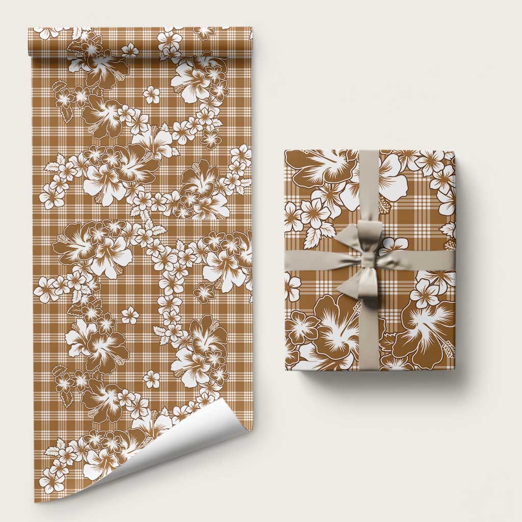 Hibiscus Pakala Bronze Brown Wrapping Paper Tropical Floral Stylized LT01 58" × 23" Brown - Polynesian Pride