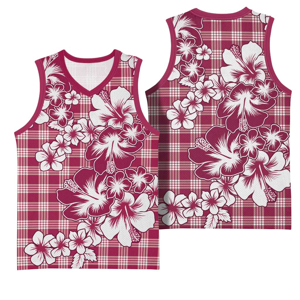 Hibiscus Pakala Royal Magenta Basketball Jersey Tropical Floral Stylized - Polynesian Pride