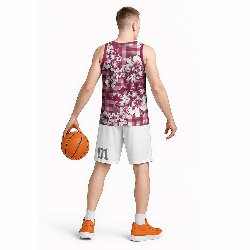 Hibiscus Pakala Royal Magenta Basketball Jersey Tropical Floral Stylized - Polynesian Pride