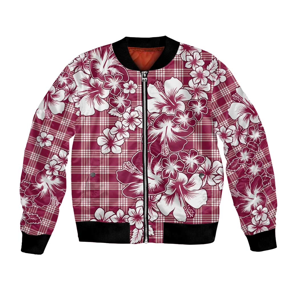 Hibiscus Pakala Royal Magenta Bomber Jacket Tropical Floral Stylized - Polynesian Pride