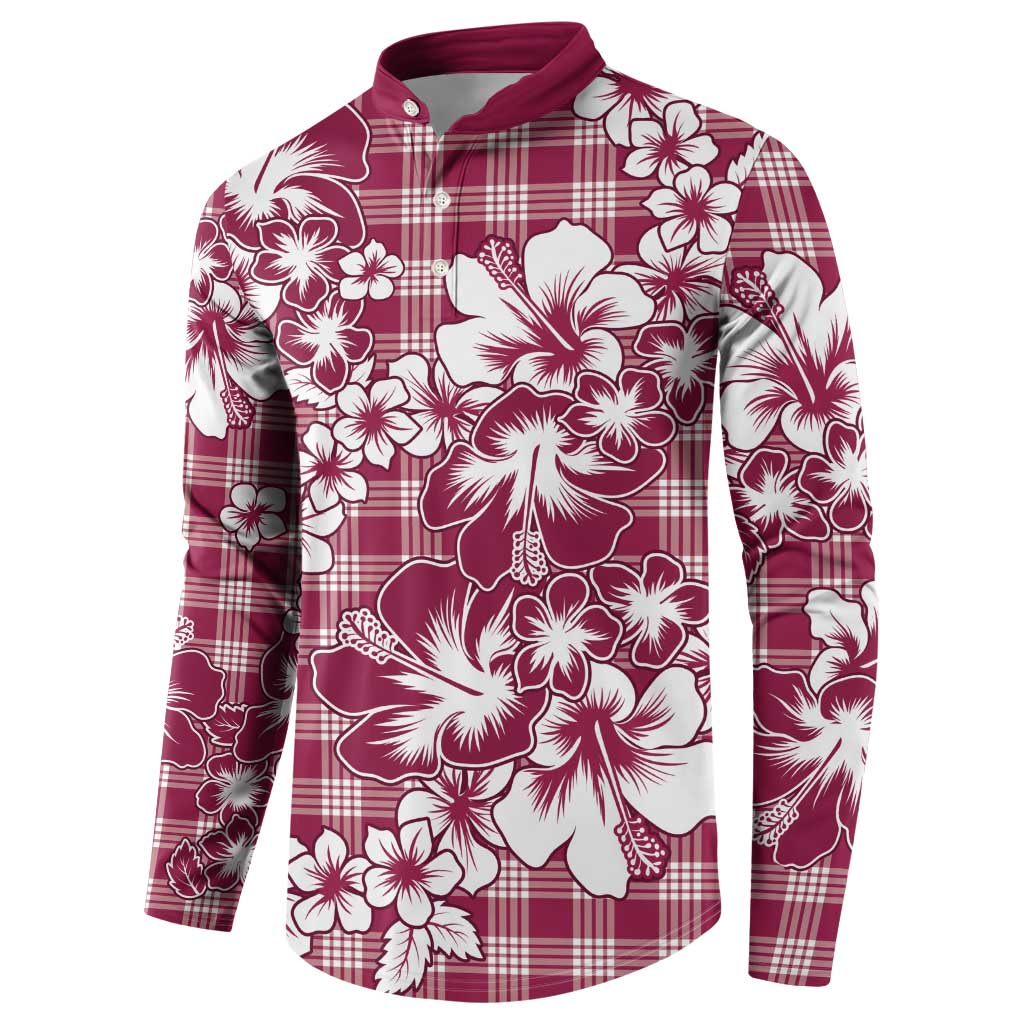 Hibiscus Pakala Royal Magenta Button Sweatshirt Tropical Floral Stylized LT01 - Polynesian Pride