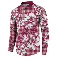Hibiscus Pakala Royal Magenta Button Sweatshirt Tropical Floral Stylized LT01 - Polynesian Pride