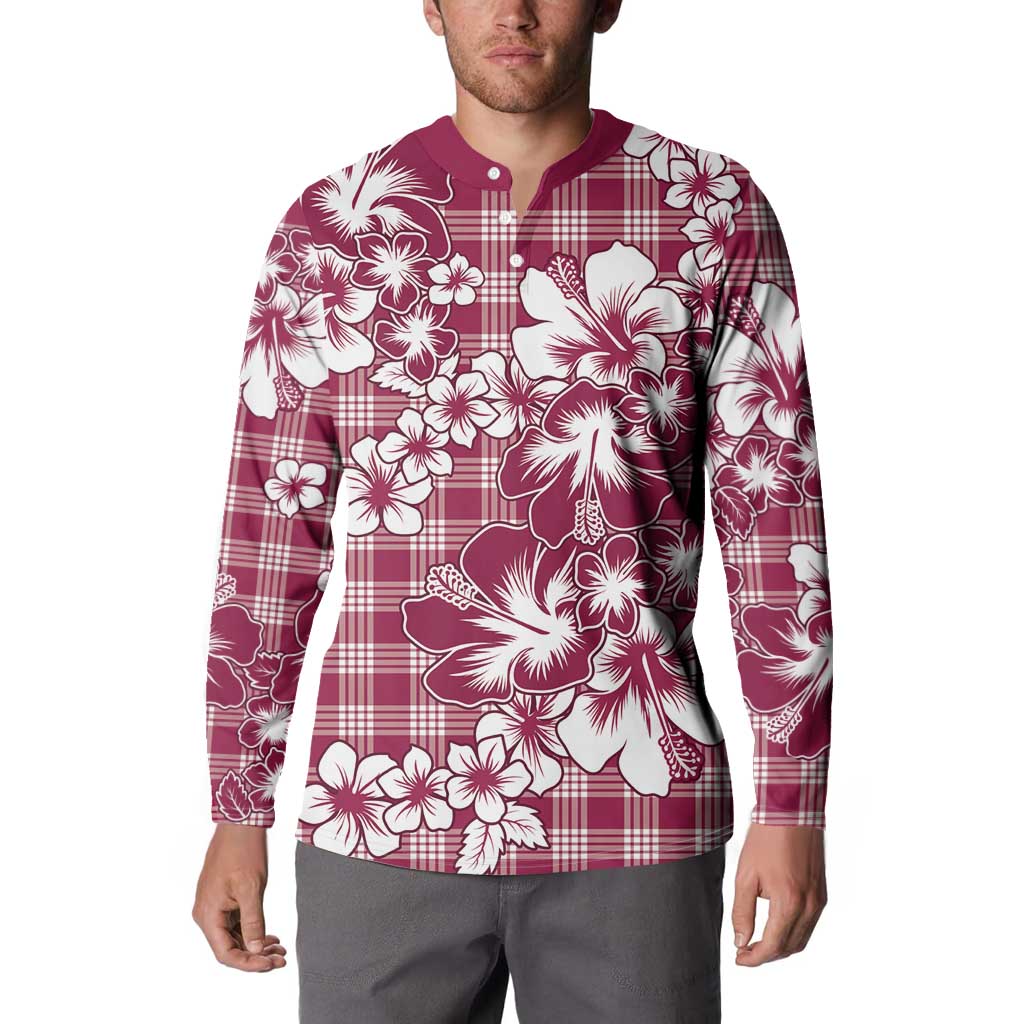 Hibiscus Pakala Royal Magenta Button Sweatshirt Tropical Floral Stylized LT01 - Polynesian Pride