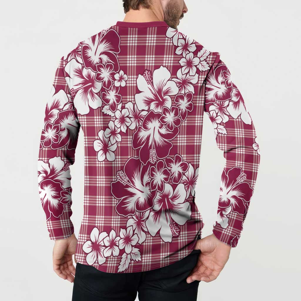 Hibiscus Pakala Royal Magenta Button Sweatshirt Tropical Floral Stylized LT01 - Polynesian Pride