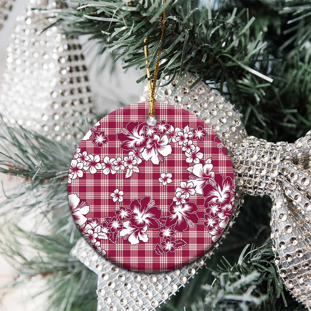 Hibiscus Pakala Royal Magenta Ceramic Ornament Tropical Floral Stylized - Polynesian Pride