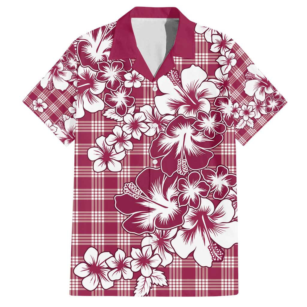 Hibiscus Pakala Royal Magenta Family Matching Off Shoulder Maxi Dress and Hawaiian Shirt Tropical Floral Stylized - Polynesian Pride