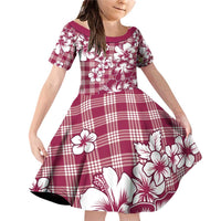 Hibiscus Pakala Royal Magenta Family Matching Off Shoulder Short Dress and Hawaiian Shirt Tropical Floral Stylized - Polynesian Pride