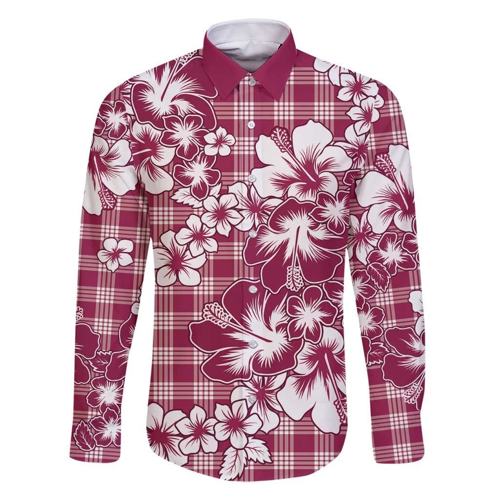 Hibiscus Pakala Royal Magenta Family Matching Off Shoulder Short Dress and Hawaiian Shirt Tropical Floral Stylized - Polynesian Pride